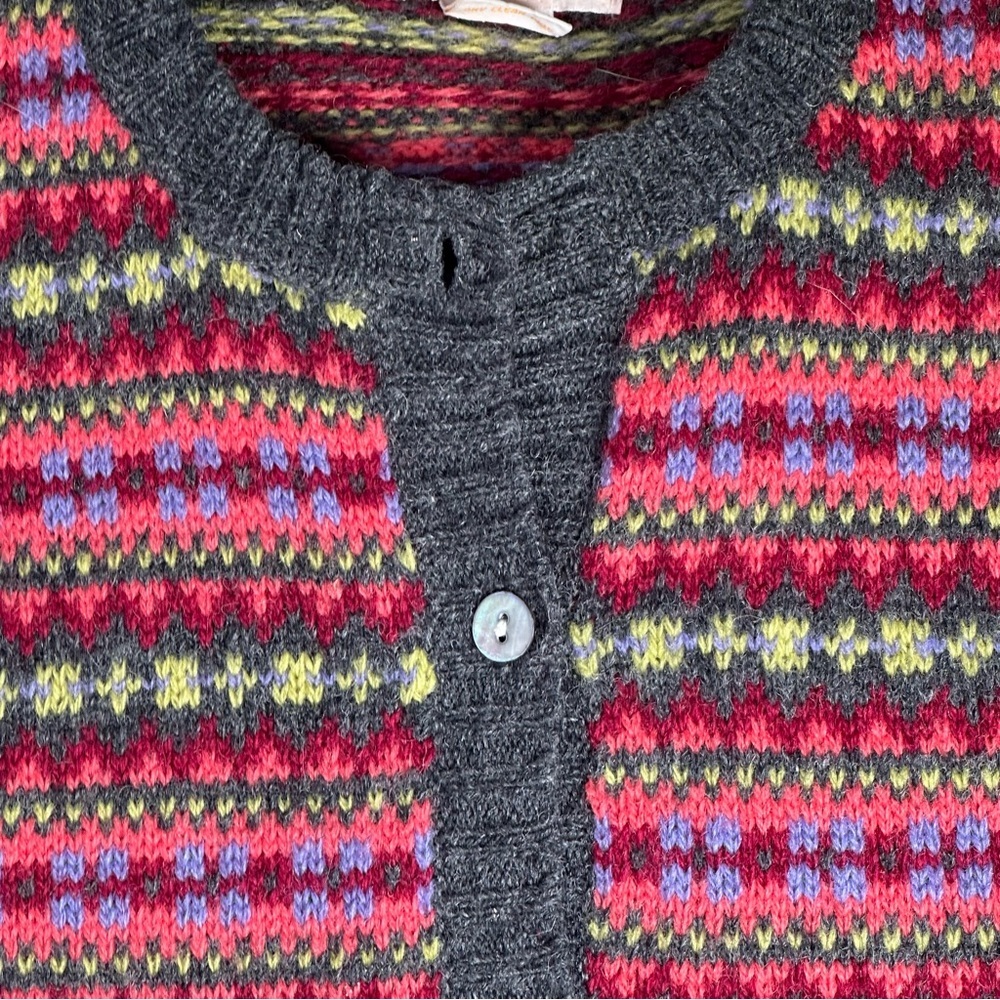Brooks brothers Vintage Cardigan 100% wool Pink Red Gray Size Medium - Picture 8 of 10